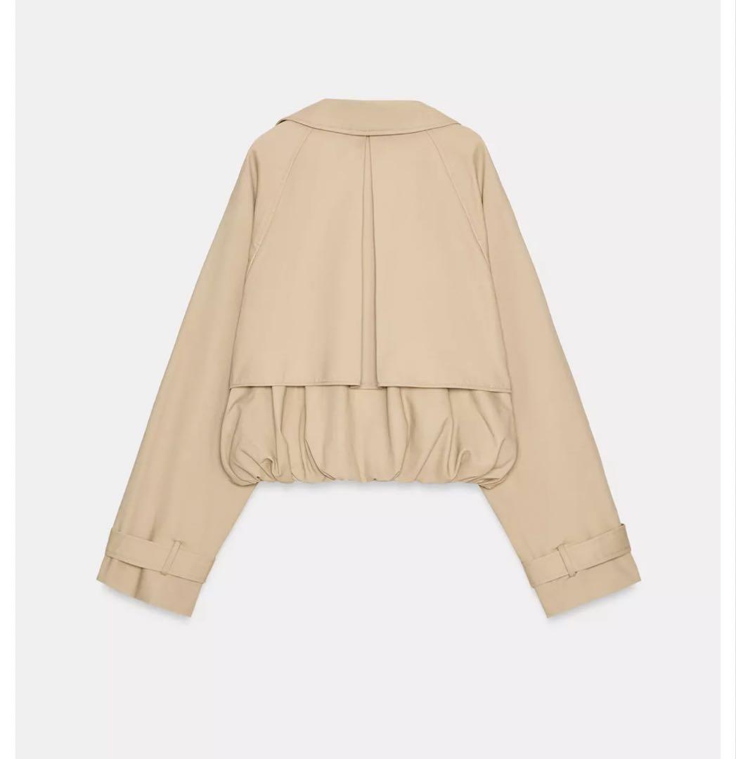 タグ付き新品★ZARAのショートバルーントレンチコート★Lサイズ★コムギ色