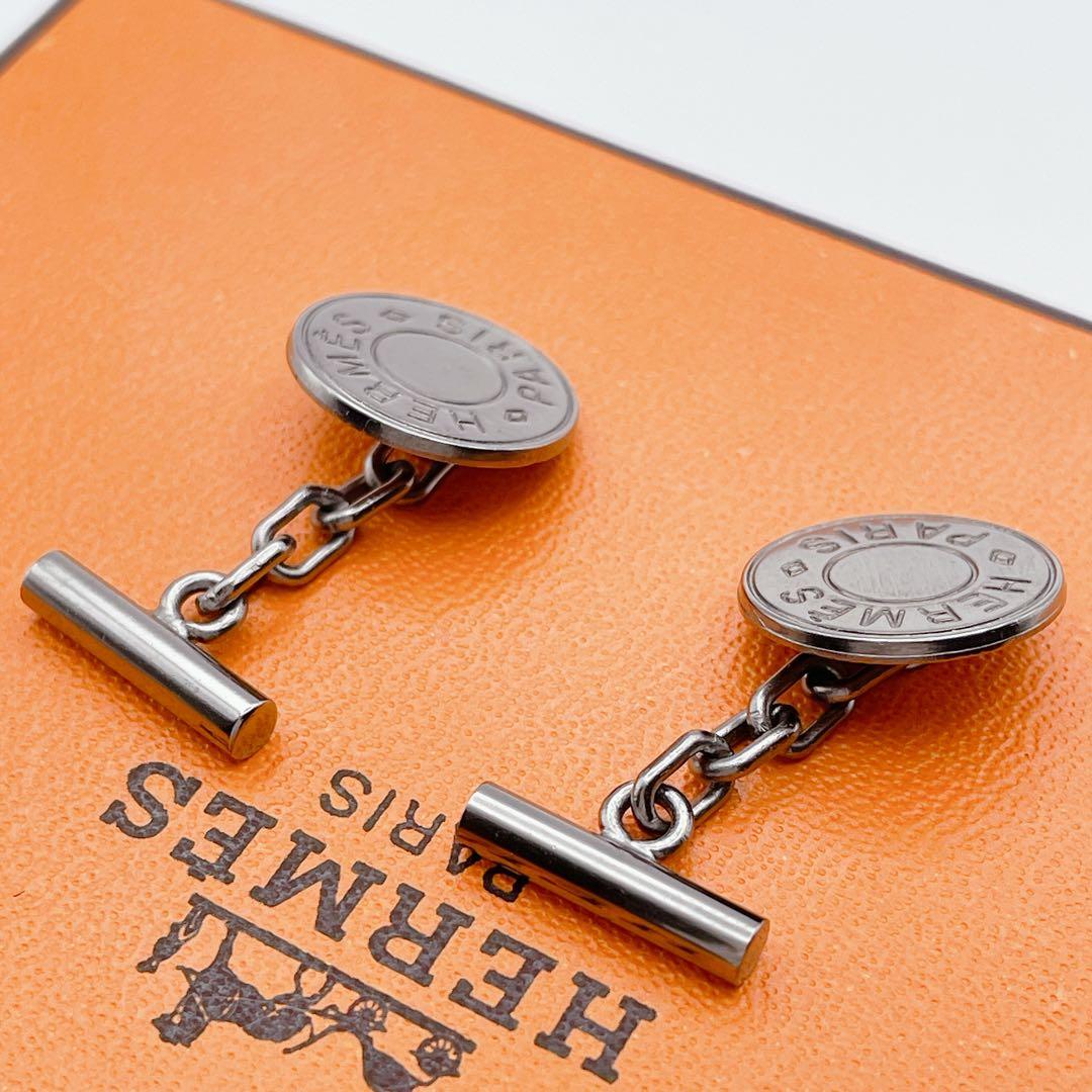 HERMES エルメス　カフリンクス　セリエ　サークル　ブラック　黒　カフス