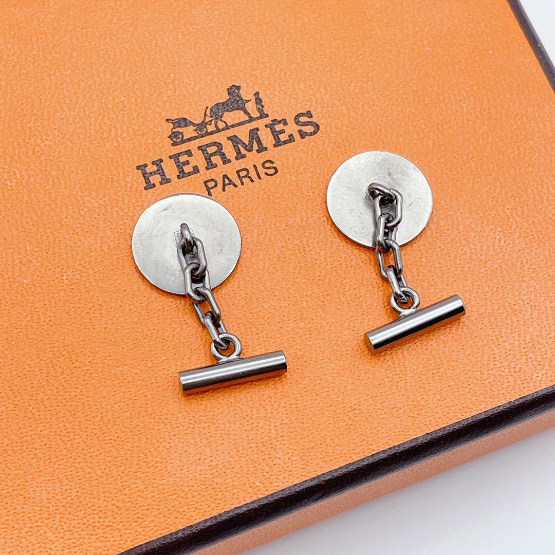 HERMES エルメス　カフリンクス　セリエ　サークル　ブラック　黒　カフス