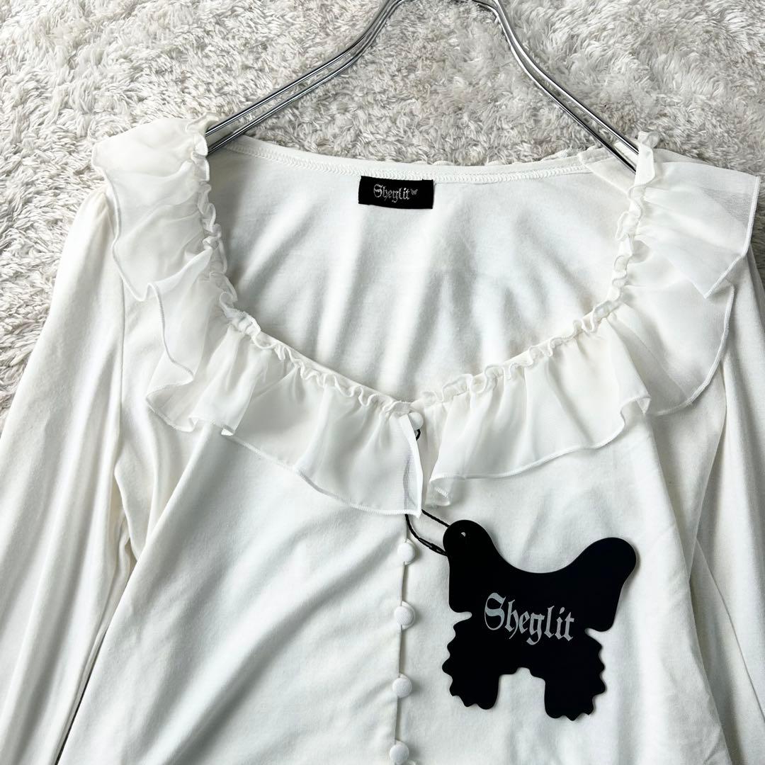新品✨Sheglit シェグリット シフォンフリル カーディガン M ゴシック