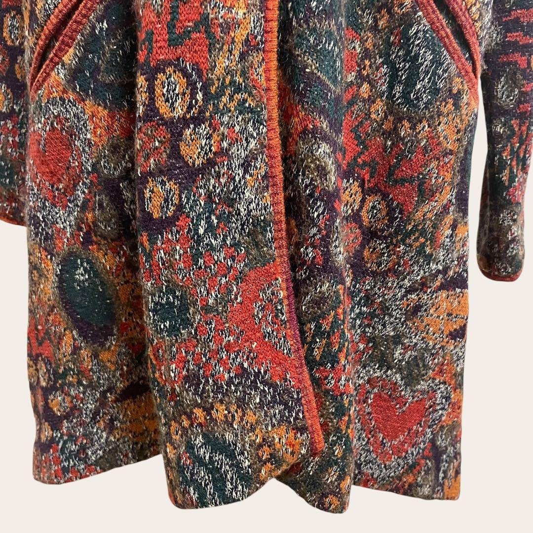 MISSONI ミッソーニ 総柄ウールカーディガン 40 イタリア製 ロング丈