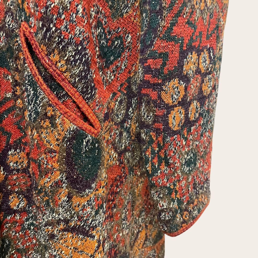 MISSONI ミッソーニ 総柄ウールカーディガン 40 イタリア製 ロング丈