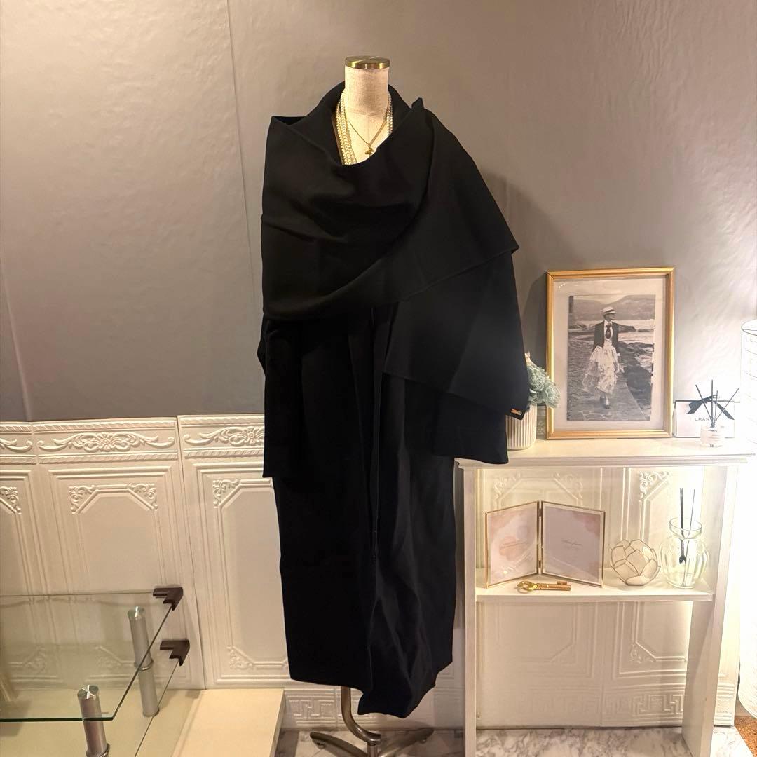 【5万円】日本製ウール生地　ガウンマフラーロングコート