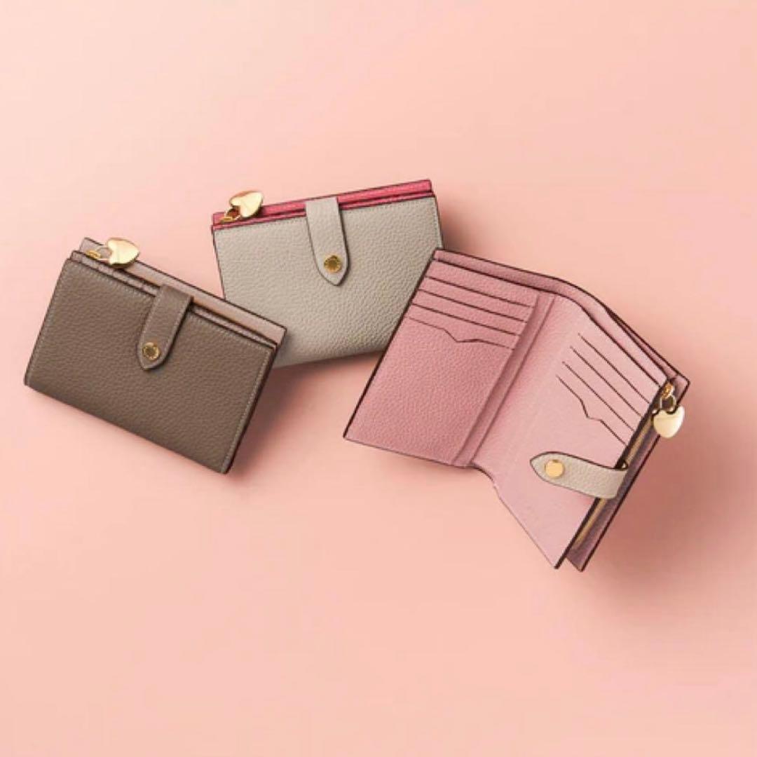 【完売品】限定 ボナベンチュラ 二つ折り財布 グレージュ×アザレ