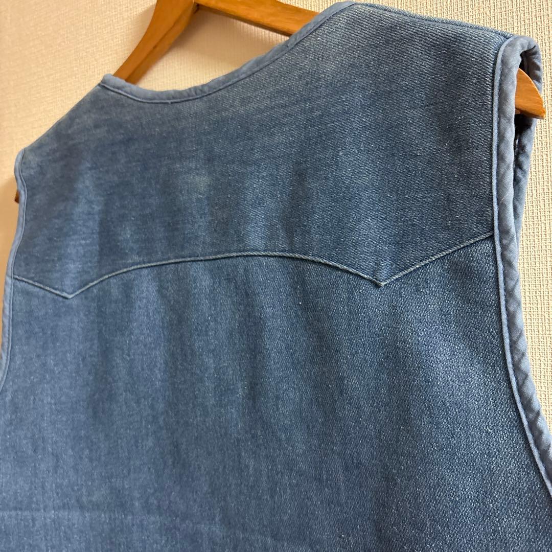 ヴィンテージ 70s USA製 黒ボア デニムベスト L アメカジ