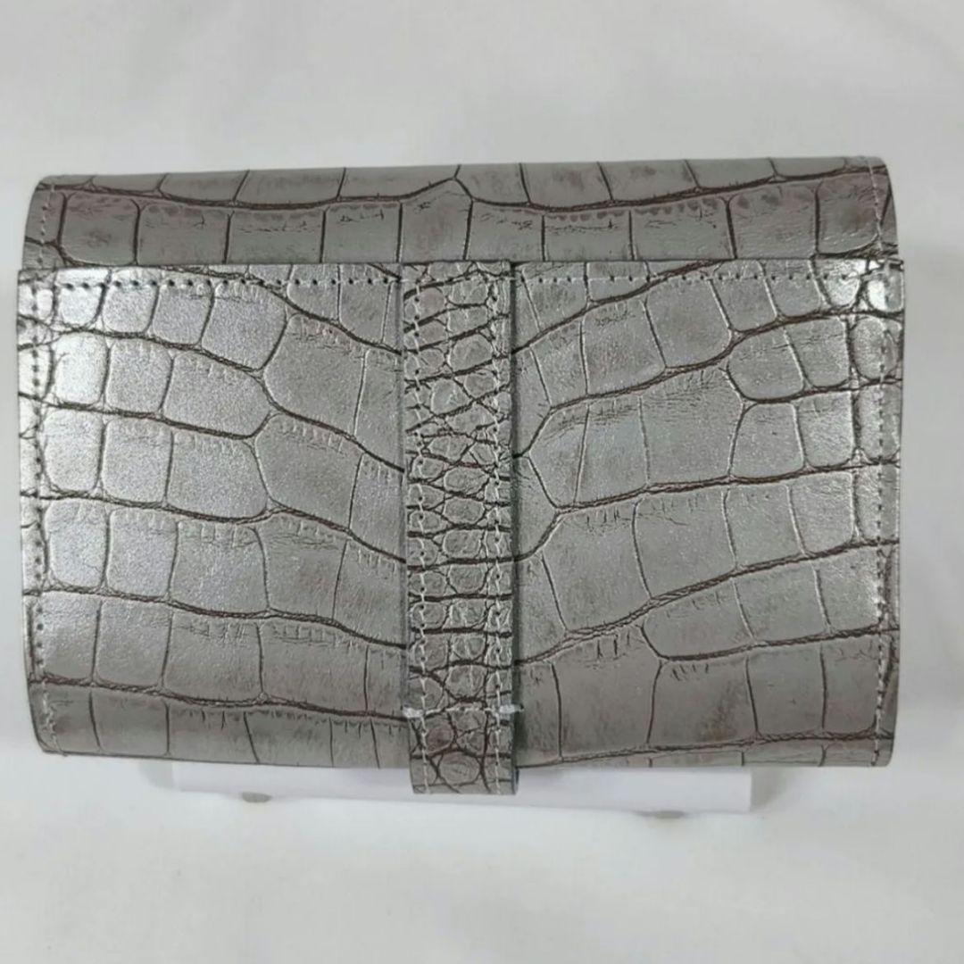 現行❗️未使用品✨️　A.D.M.J.　クロコ型押しパース　折り財布　シルバー