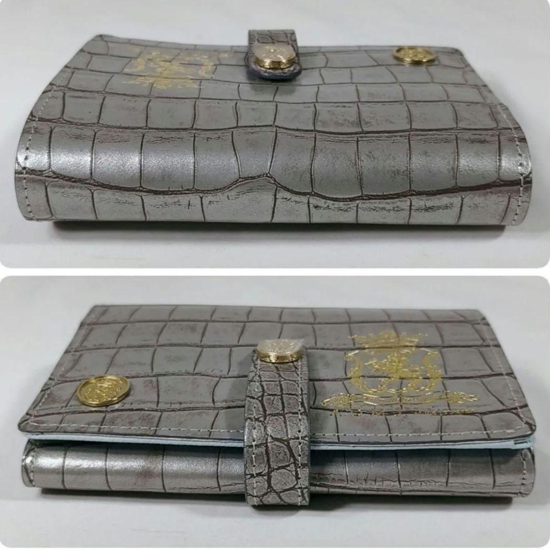 現行❗️未使用品✨️　A.D.M.J.　クロコ型押しパース　折り財布　シルバー