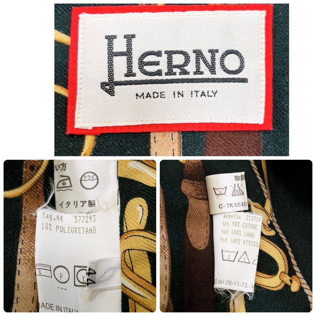 美品✨HERNO スプリングコート はおり ベルト チェーン柄裏地 フード
