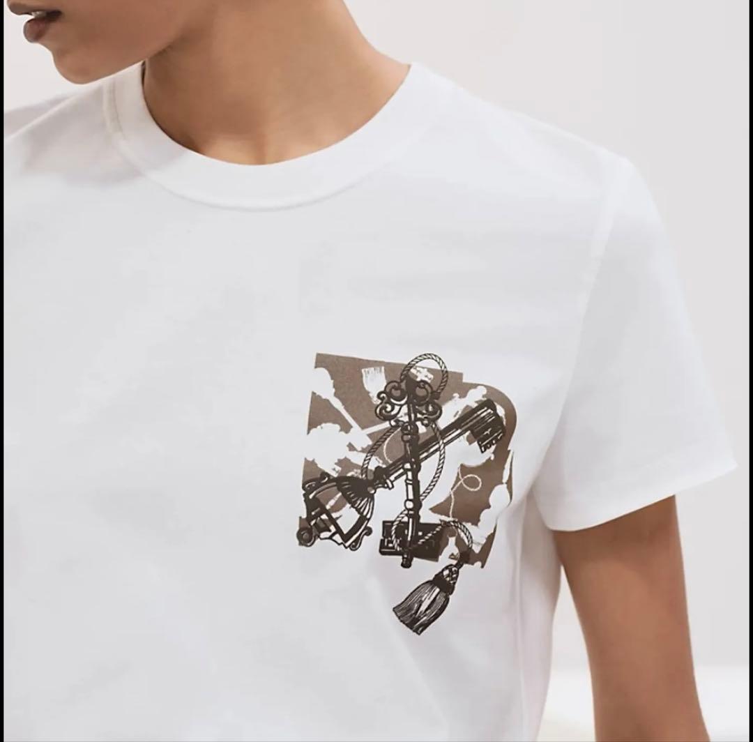エルメス　25SS コットンTシャツ　カルトゥッシュ36