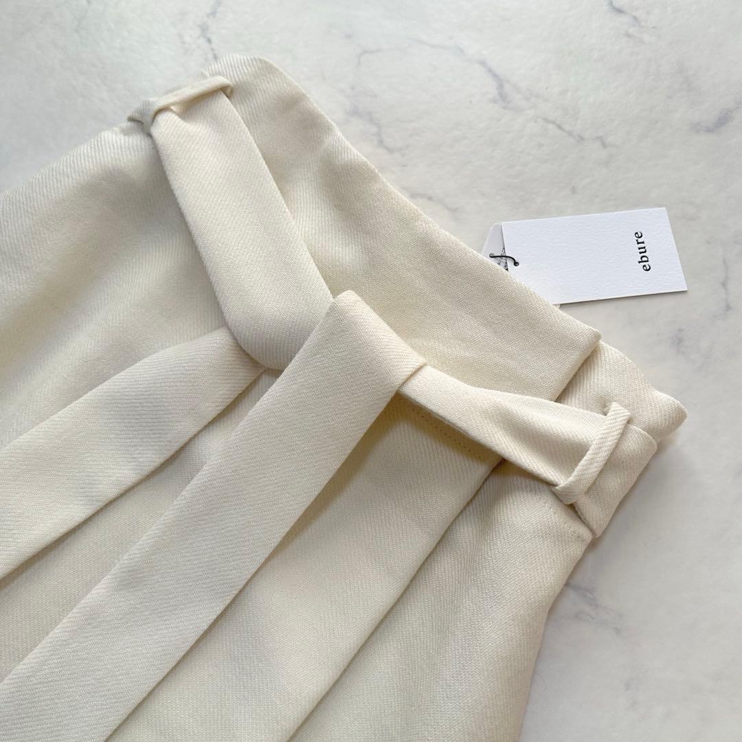新品タグ付✨ebure エブール ナチュラルウールツイル ラップ風スカート 38