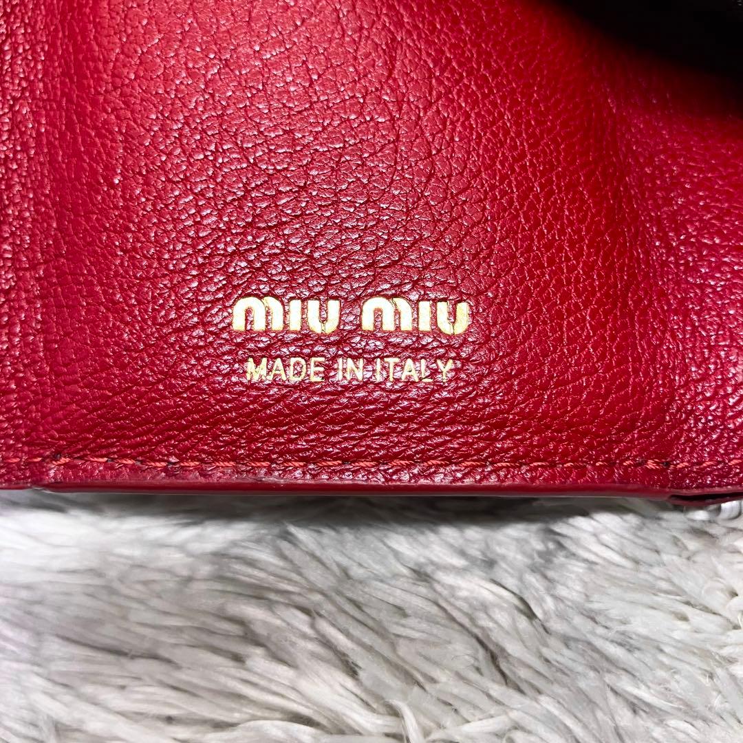 美品✨ MIUMIU 三つ折り マドラス ラブレター コンパクト財布 ブラック