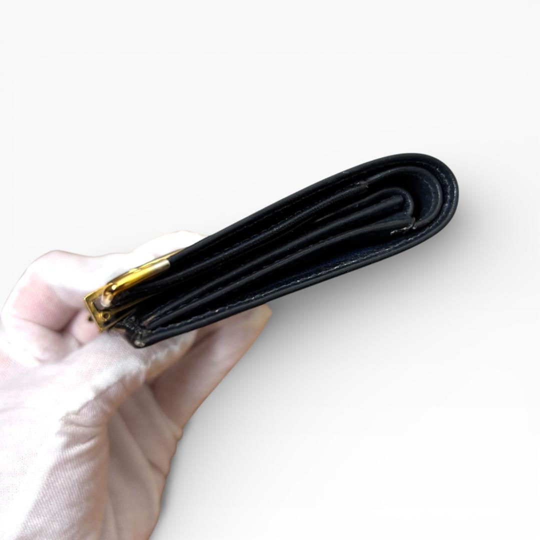 【24時間限定価格】人気希少オールドグッチGG留め具シェリー二つ折財布　ネイビー