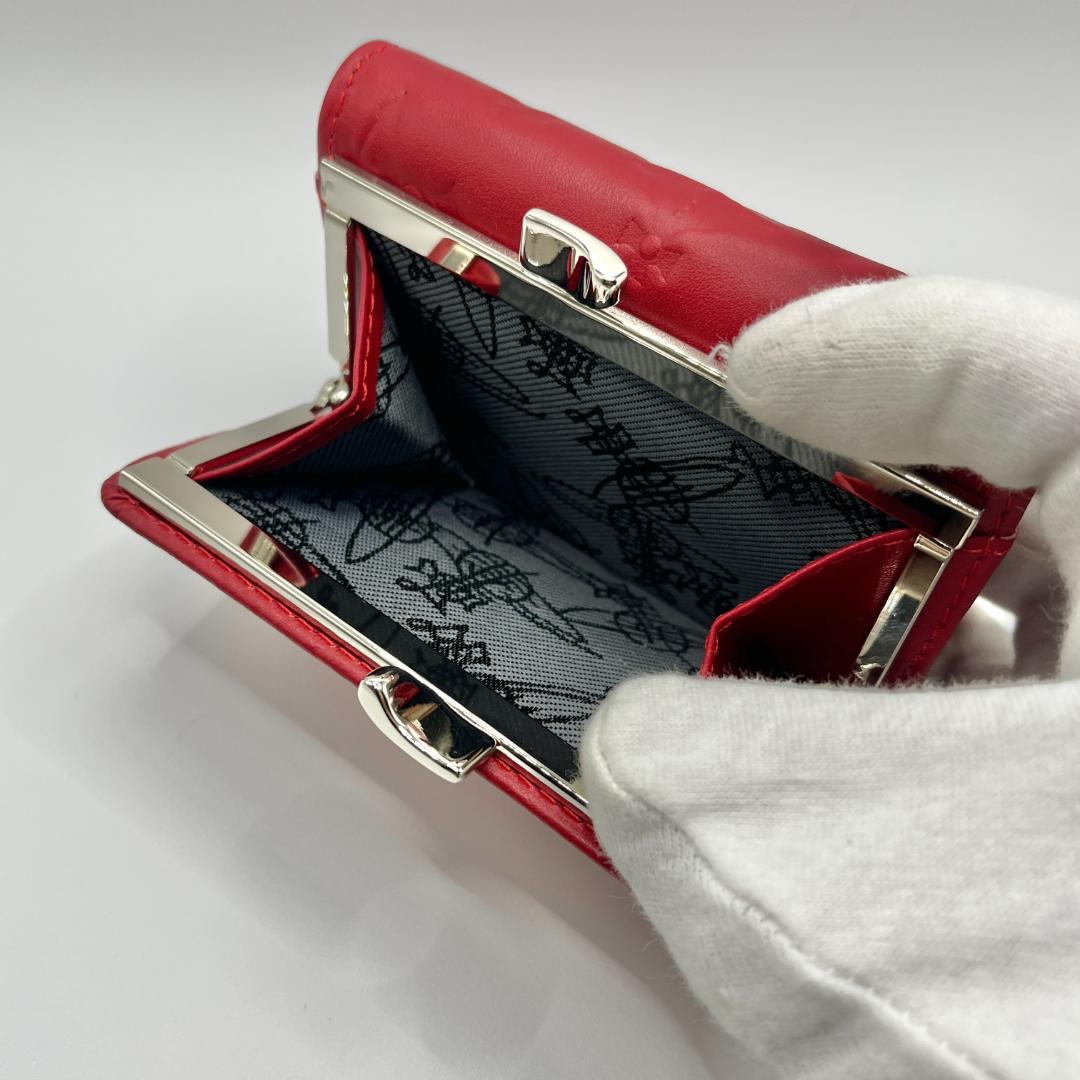 VivienneWestwood 折財布 レッド がま口 定番 赤 銀 型押し