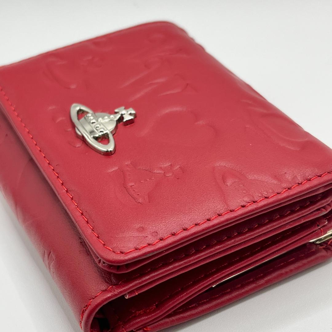 VivienneWestwood 折財布 レッド がま口 定番 赤 銀 型押し