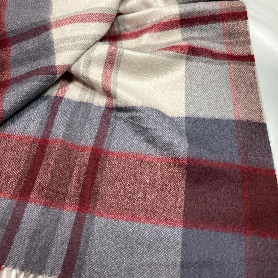 専用 美品 ジョンストンズ カシミヤ100％ 中大判ストール ボルドー チェック