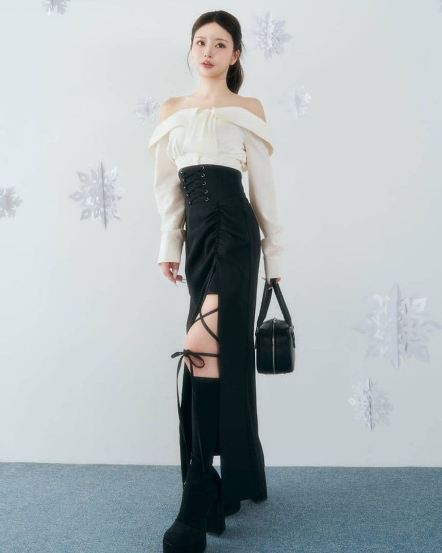 ダーリッチ スリットコルセットロングスカート FSサイズ