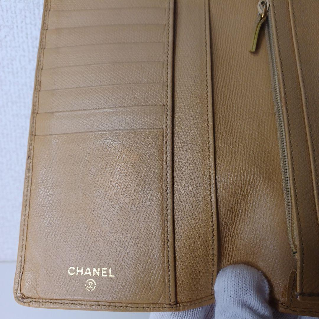 ✨上品✨CHANEL シャネル 折り財布 ベージュ ゴールド金具 上質レザー
