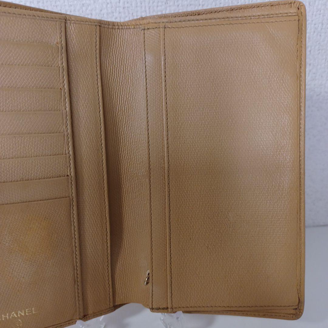 ✨上品✨CHANEL シャネル 折り財布 ベージュ ゴールド金具 上質レザー