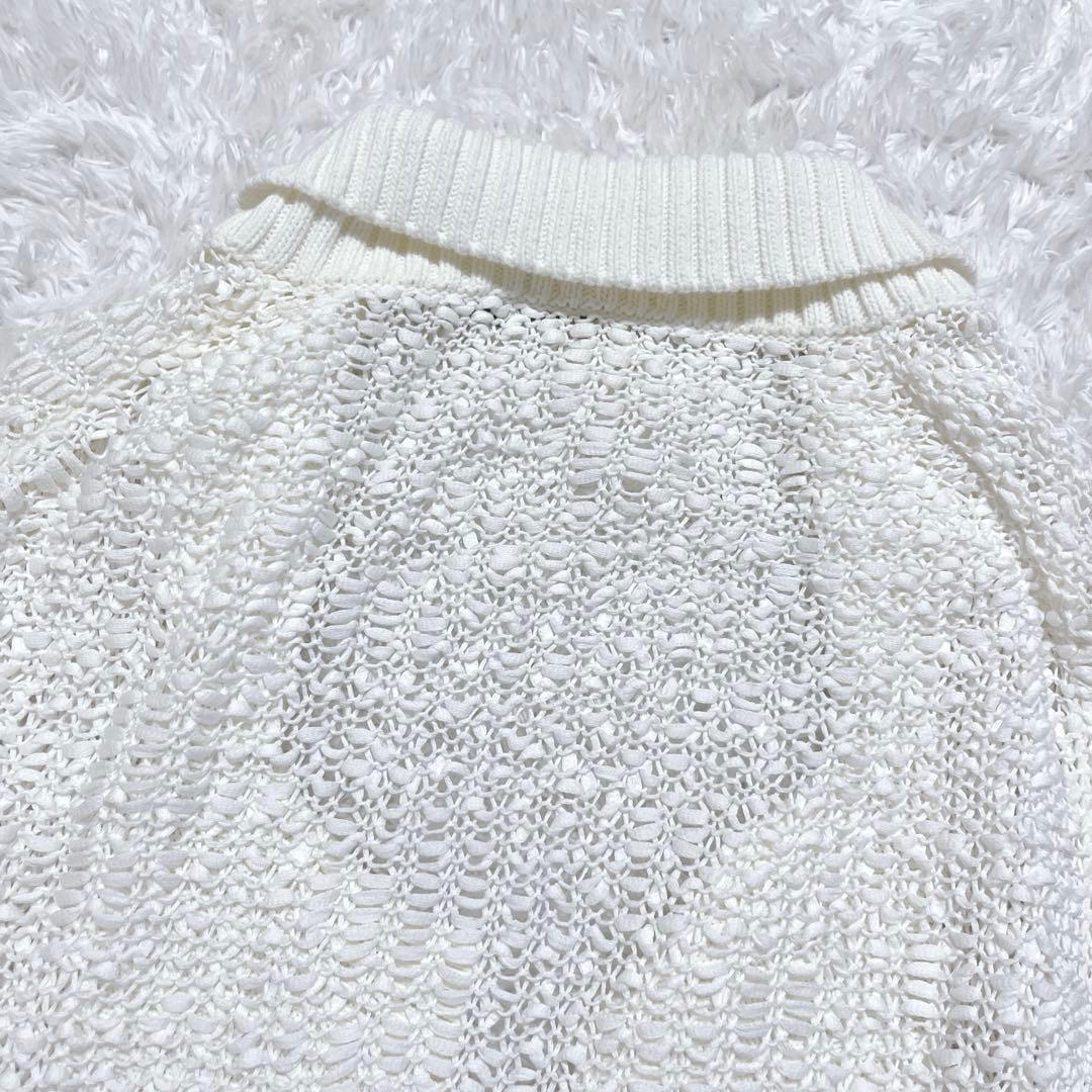 美品✨MARELLA マレーラ　メッシュニットカーディガン　オフホワイト　L