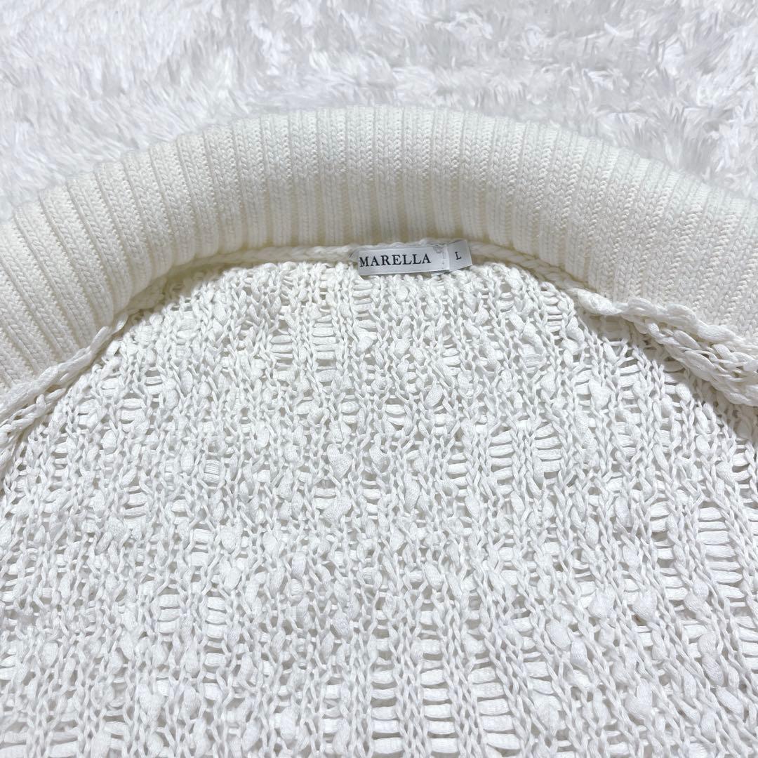 美品✨MARELLA マレーラ　メッシュニットカーディガン　オフホワイト　L
