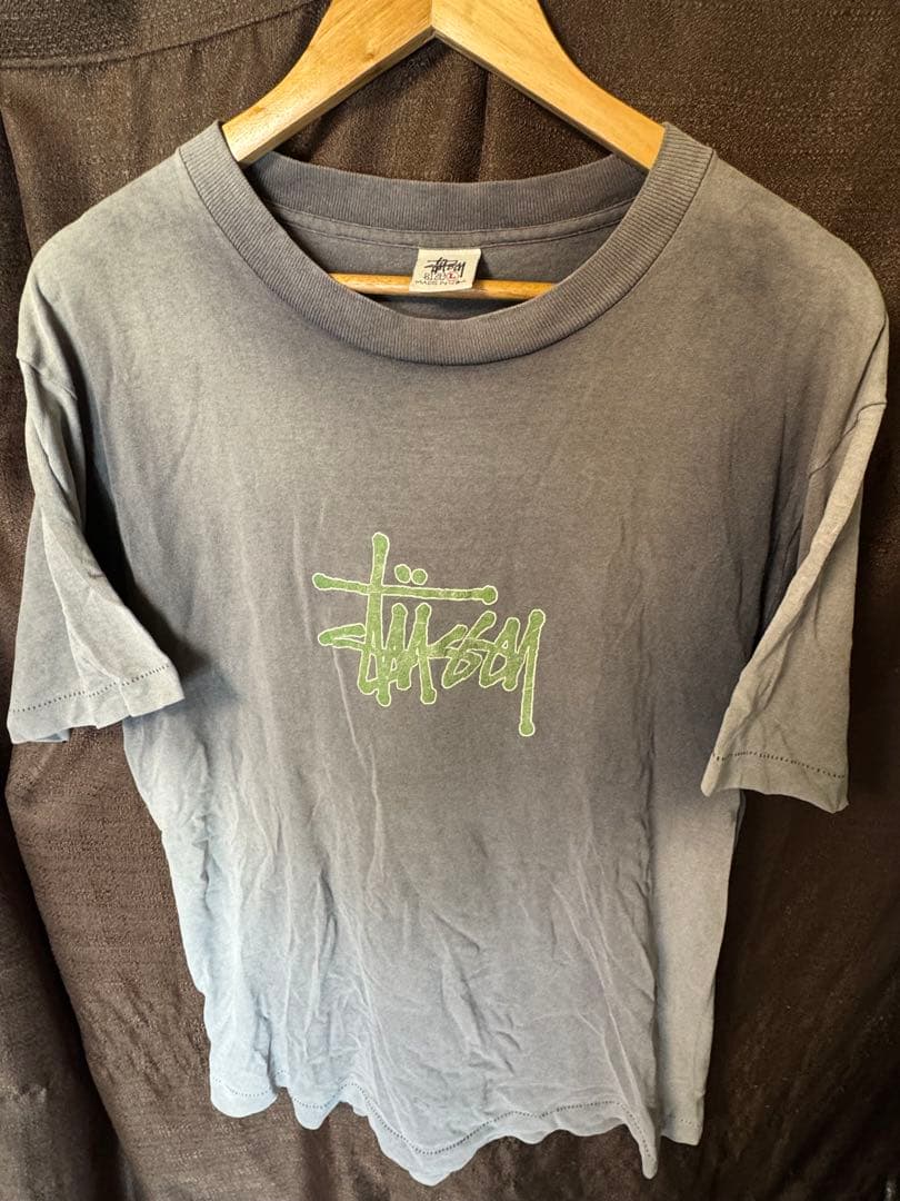 USA製 STUSSYステューシー グレー ×グリーンTシャツ サイズL