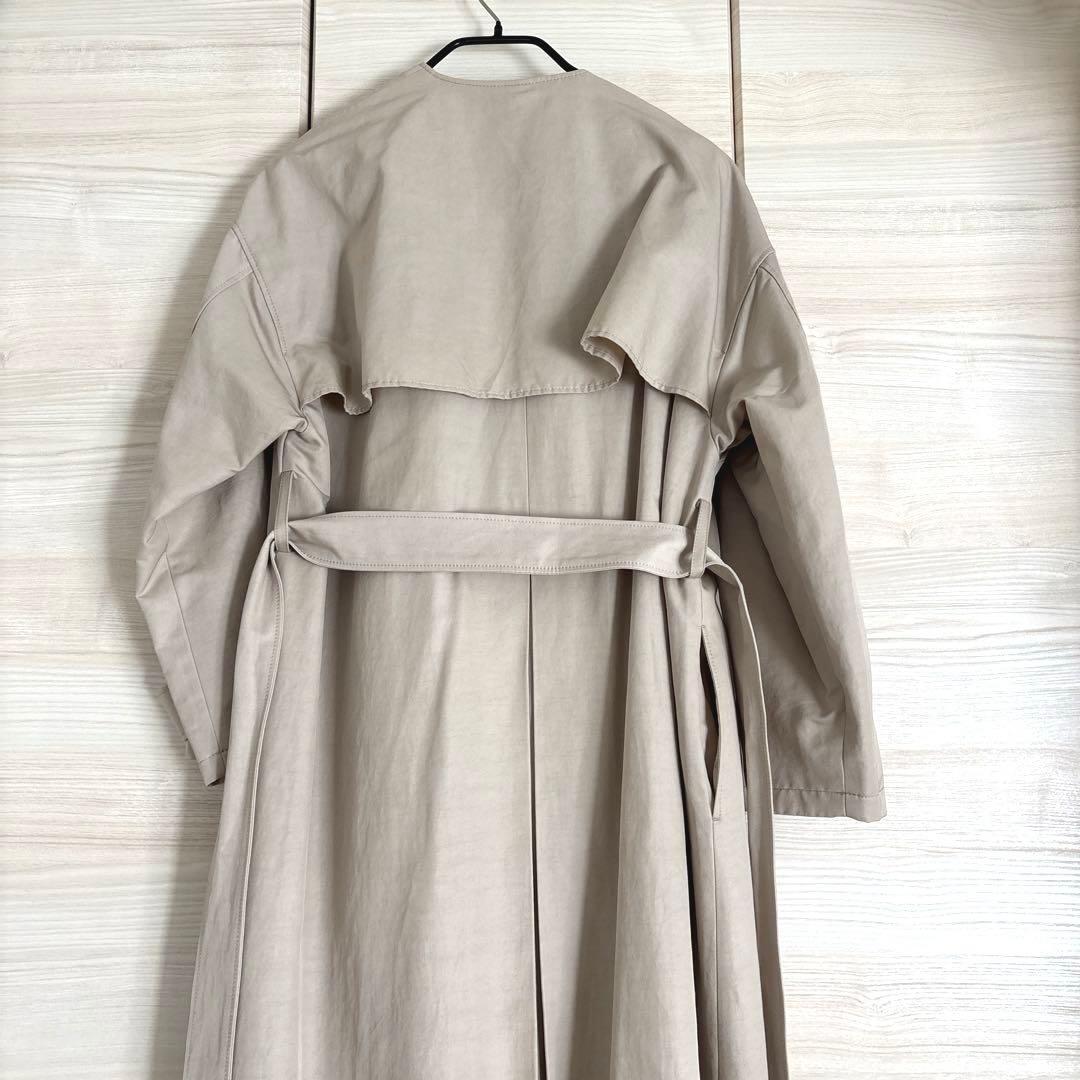 【美品】Spick & Span ノーカラートレンチコート 36 ベージュ