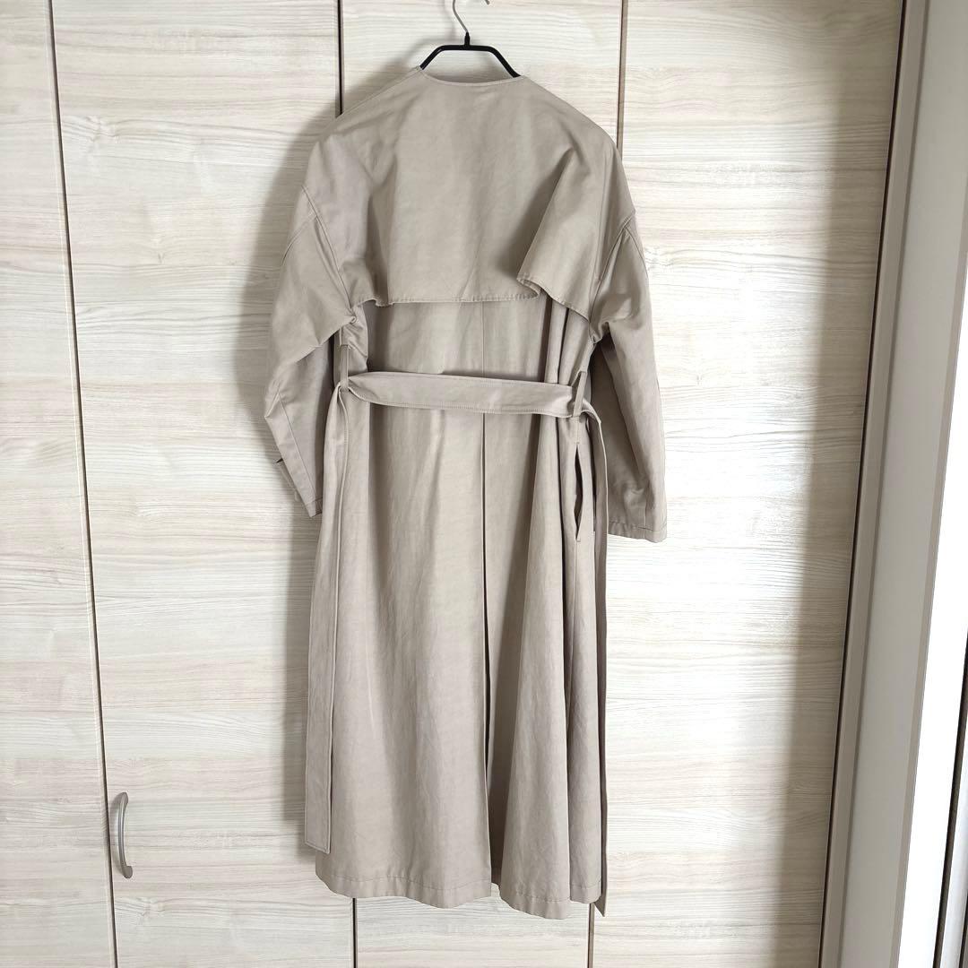 【美品】Spick & Span ノーカラートレンチコート 36 ベージュ