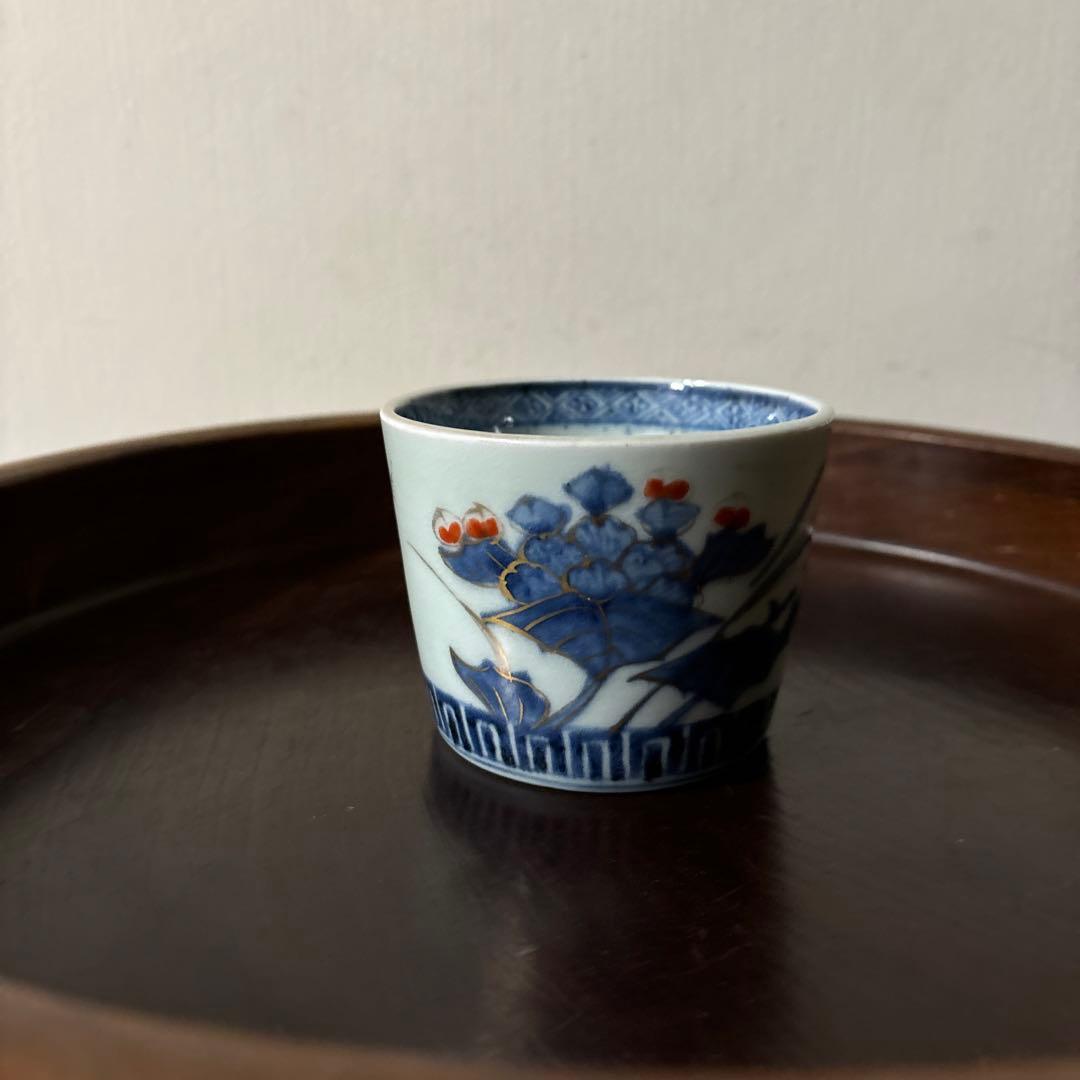 古伊万里色絵蕎麦猪口　1点　江戸時代　アンティーク　白磁　酒器　盃　湯呑検:李朝