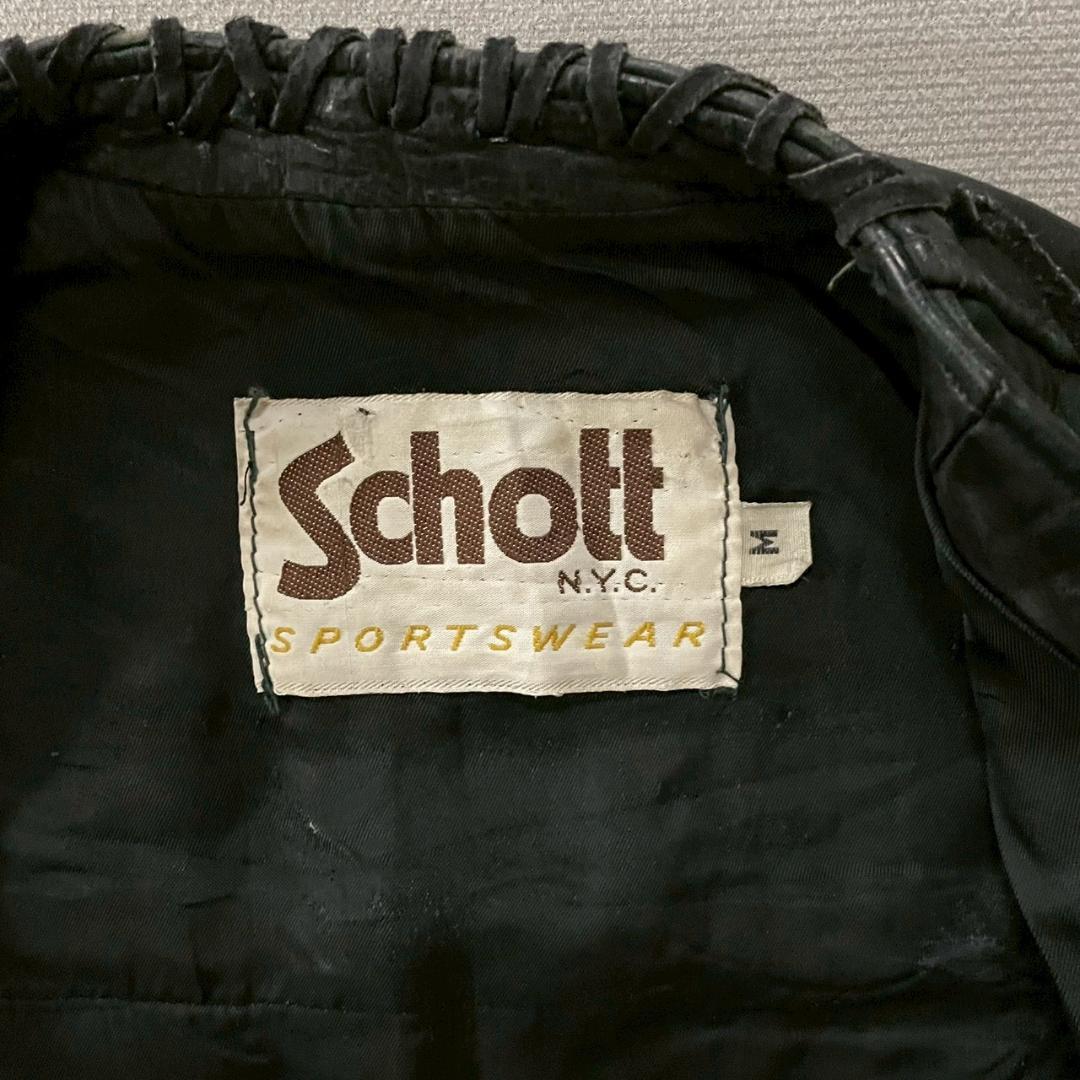 70~80's Schott レザーベスト コンチョ ハーレー カスタム