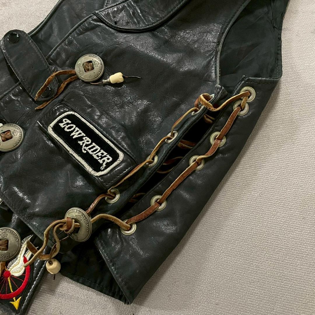 70~80's Schott レザーベスト コンチョ ハーレー カスタム