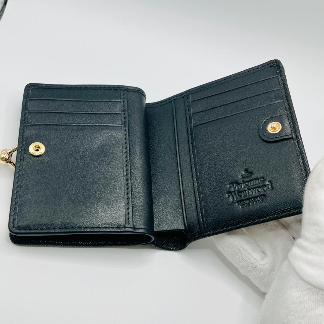 未使用 Vivienne Westwood 折財布 黒 定番がま口 人気シンプル