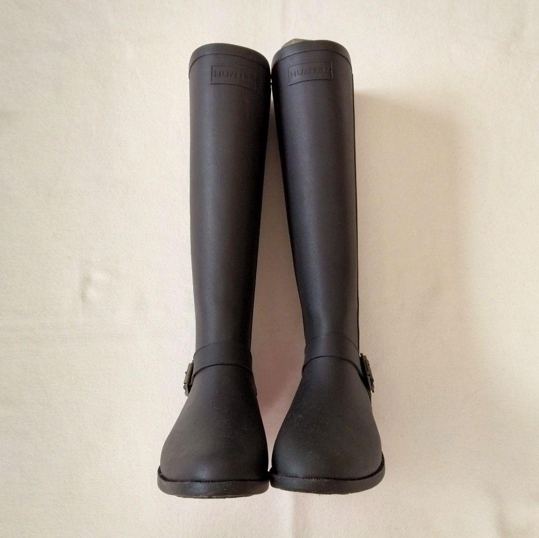 【美品】　ハンター　レインブーツ　後ろジップ　ゴールド金具　UK4 ブラック