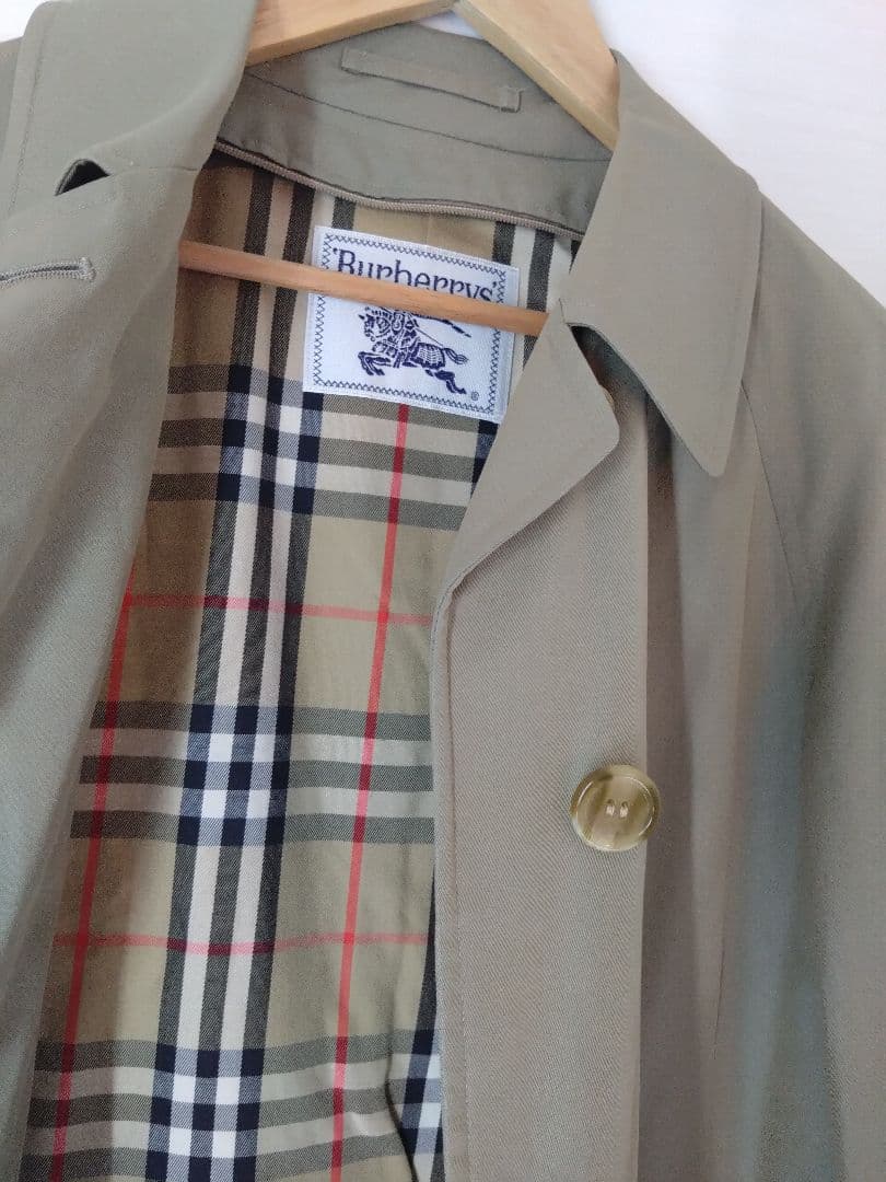 美品　Burberrys ベージュ ロングコート チェック　白タグ　C-TK83