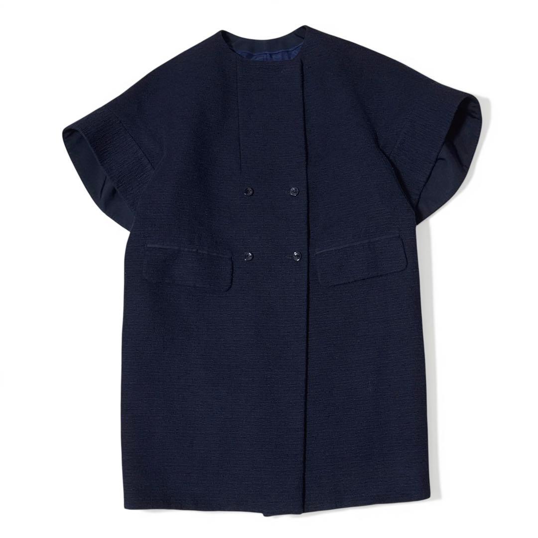 極美品✨️￥12万　ドゥロワー　イタリア生地　スラブノーカラーショートスリーブジレ