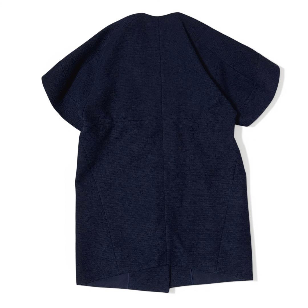 極美品✨️￥12万　ドゥロワー　イタリア生地　スラブノーカラーショートスリーブジレ