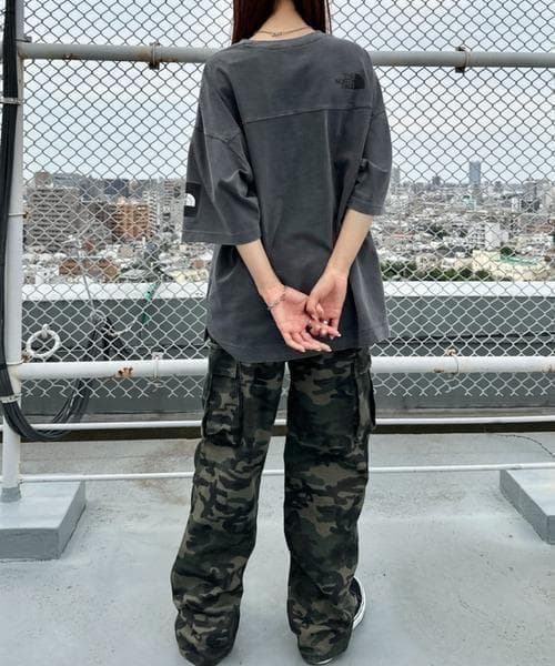 【韓国限定】THE NORTH FACE ロゴ ステッチ Tシャツ グレー XL