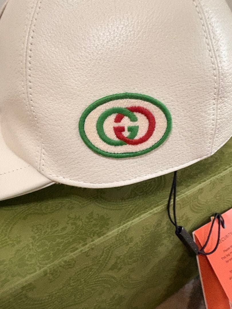 【新品】GUCCI MLBコラボ エンジェルスロゴ レザーキャップ M