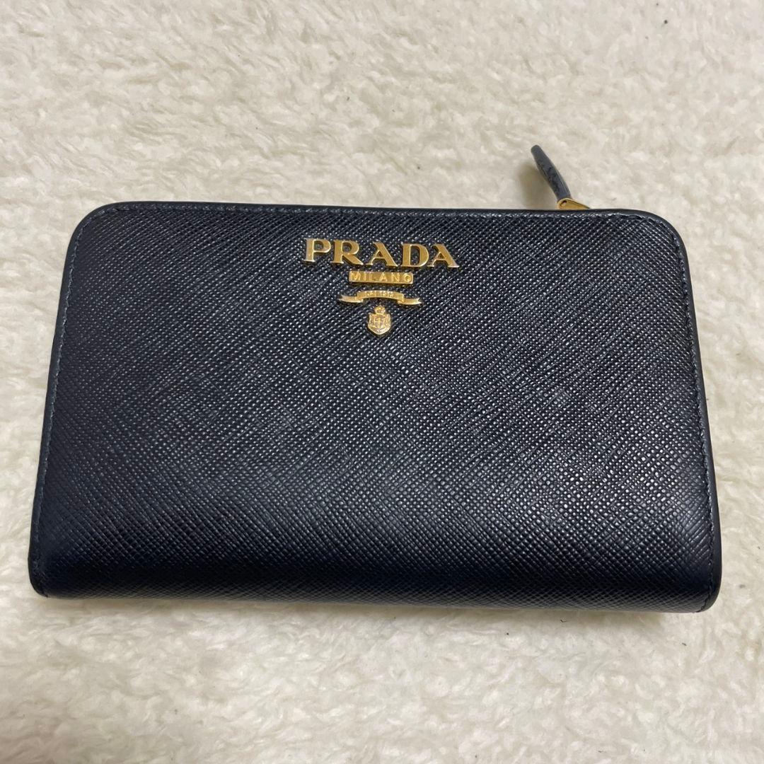 PRADA　プラダ　折り財布　サフィアーノ　ブラック　黒　美品‼️