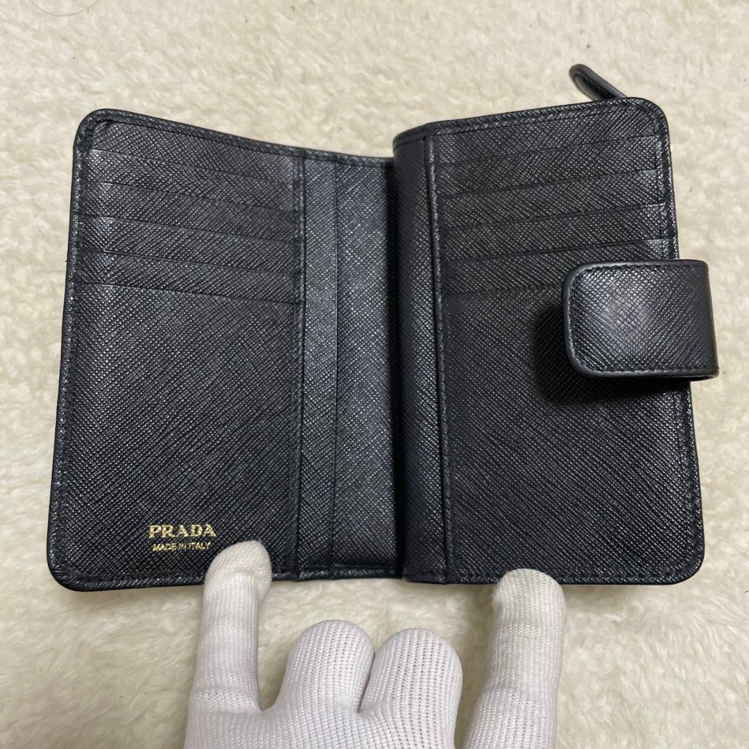 PRADA　プラダ　折り財布　サフィアーノ　ブラック　黒　美品‼️