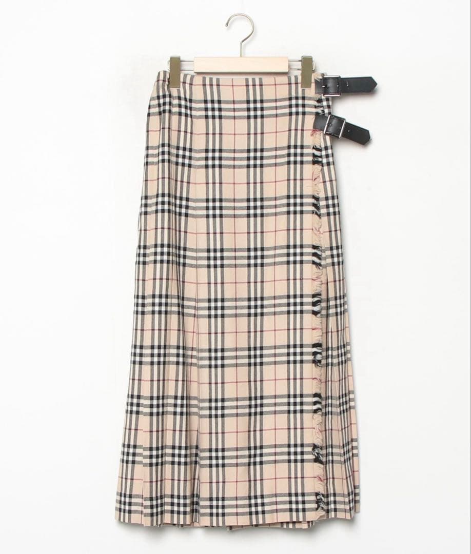 BURBERRY バーバリー ノバチェック プリーツスカート ラップ 革ベルト