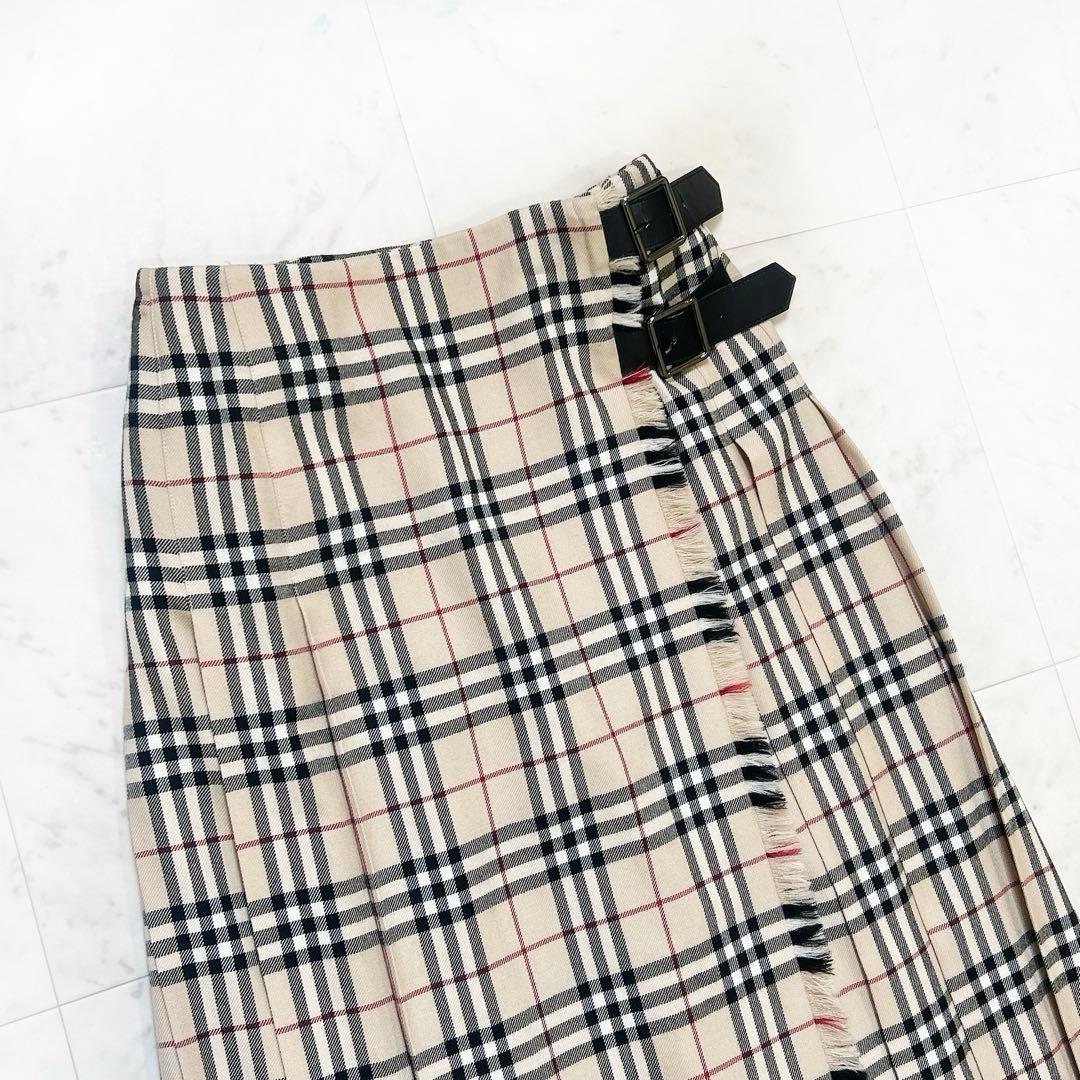 BURBERRY バーバリー ノバチェック プリーツスカート ラップ 革ベルト