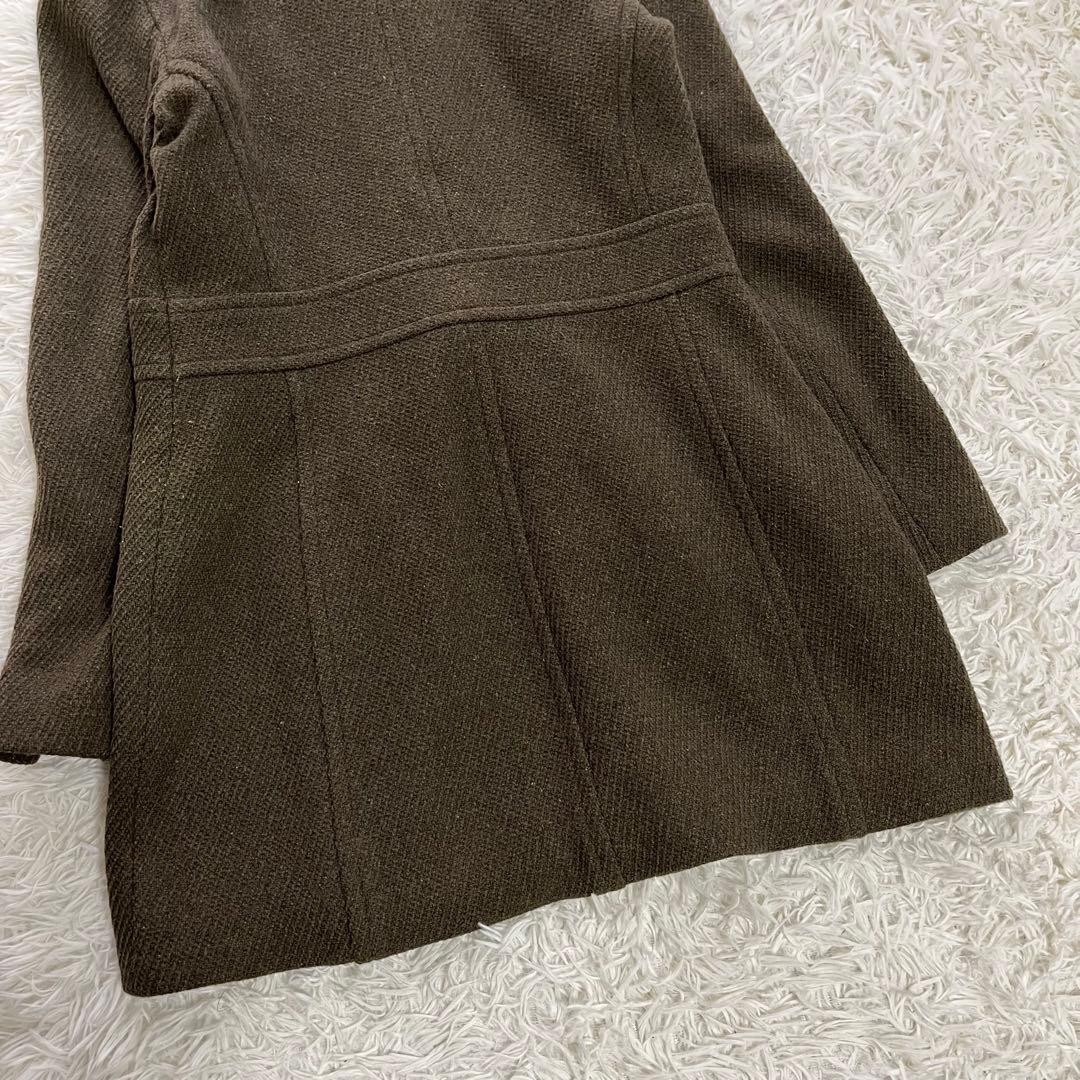 【美品】マックスマーラ ロングウールコート ヘリボーン ツイード ダブル L