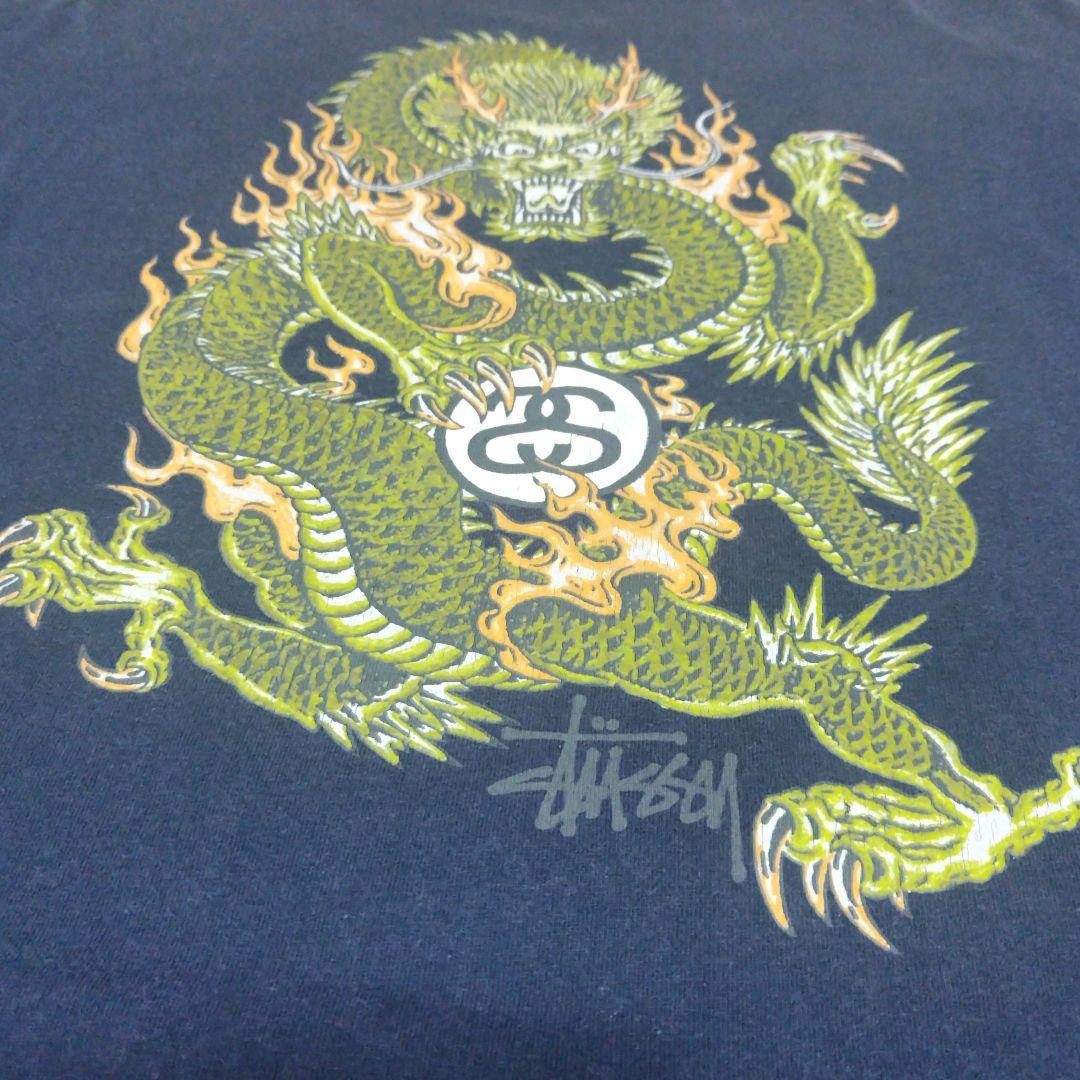 OLD STUSSY Tシャツ　90s　ドラゴン　龍　紺タグ　希少　XLサイズ