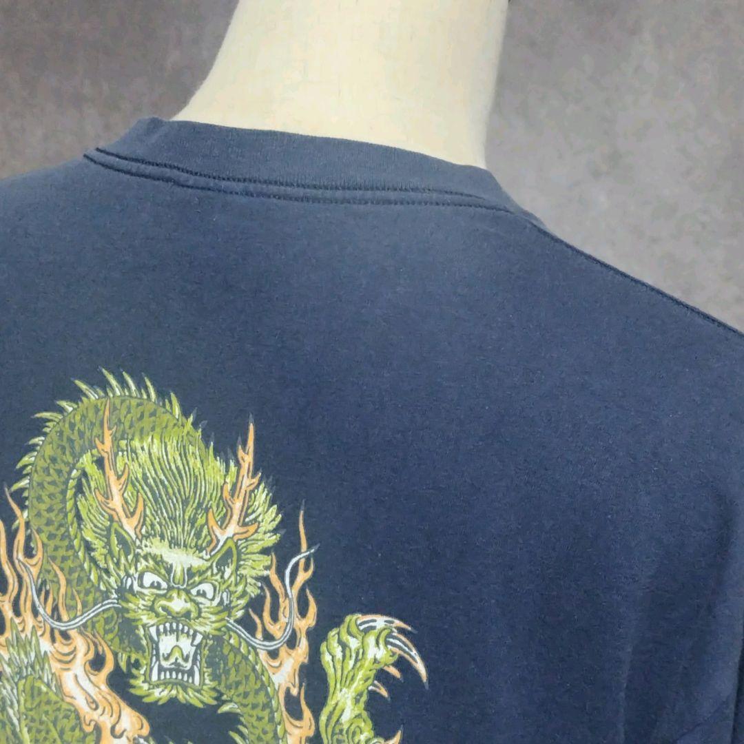 OLD STUSSY Tシャツ　90s　ドラゴン　龍　紺タグ　希少　XLサイズ