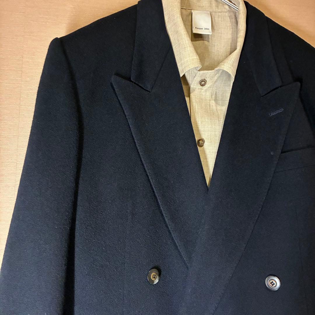 カシミヤ100 ダブルジャケット ネイビー 日本製 M