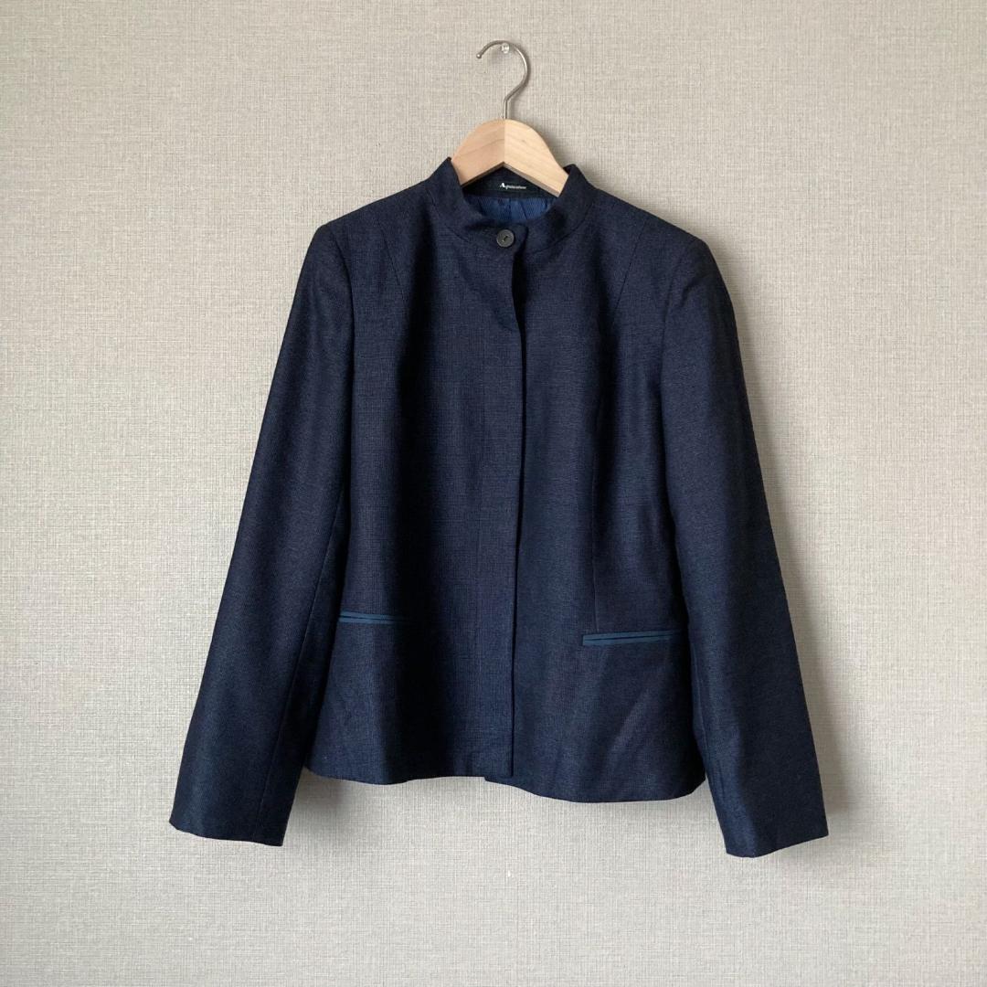 【美品♪】Aquascutum×ロロピアーナ　スタンドカラージャケット ネイビー