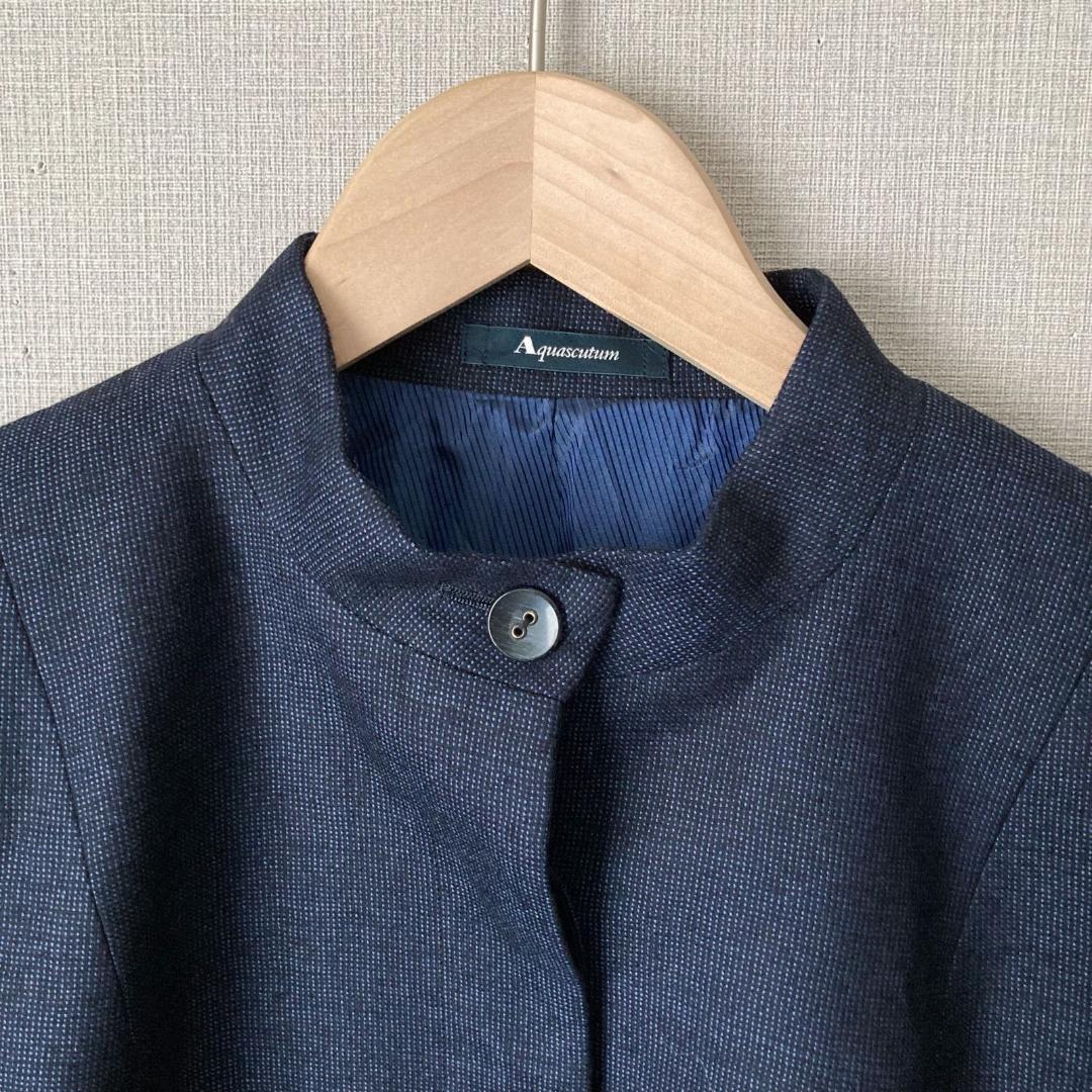 【美品♪】Aquascutum×ロロピアーナ　スタンドカラージャケット ネイビー