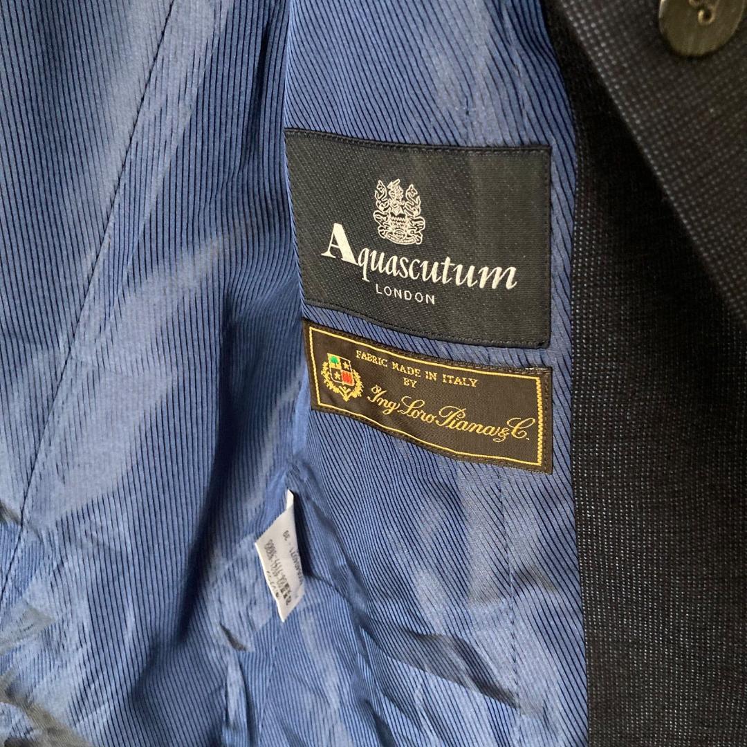 【美品♪】Aquascutum×ロロピアーナ　スタンドカラージャケット ネイビー