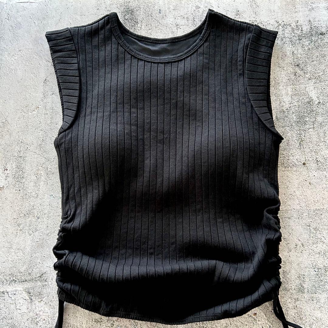 新品 タグ無し サイド 紐ギャザー タンク 2セット 水着（トップス・パンツ）