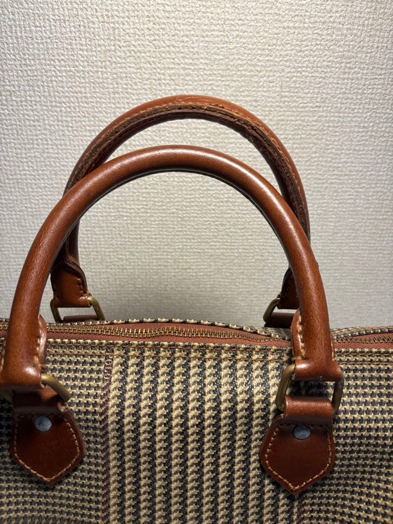 POLO Ralph Lauren千鳥格子柄 ミニボストンバッグ　ブラウン